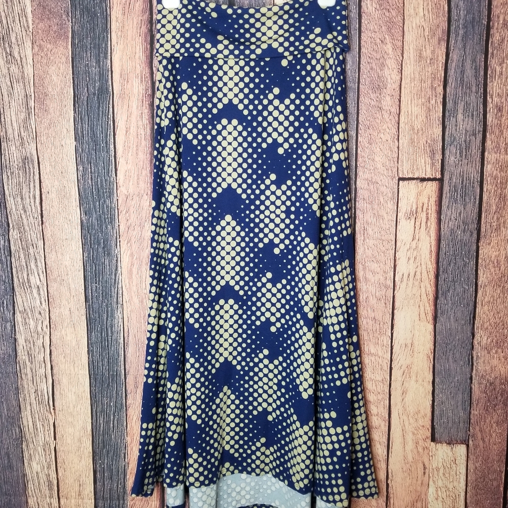 LuLaRoe Maxi Skirt - Blue and Tan